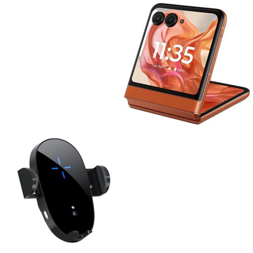 BoxWave Car Charger Compatible with Motorola Razr 2025 - Wireless Charging Auto Mount (15W), Qi Wireless Car Charger Stand Mount Air Vent - Black