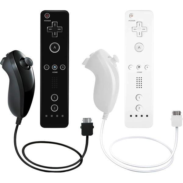 AUFGLO Remote Controller and Nunchuck Compatible With Wii/Wii U - Includes Silicone Case and Wrist Strap (Black+White)