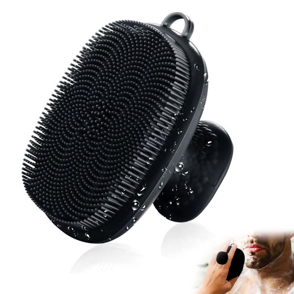 Silicone Facial Cleansing Brush for Men - Manual Exfoliating and Cleansing Brush, Waterproof Skin Care Brush