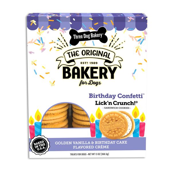 Three Dog Bakery Birthday Confetti Lick'n Crunch 13 Ounce (Pack of 1)