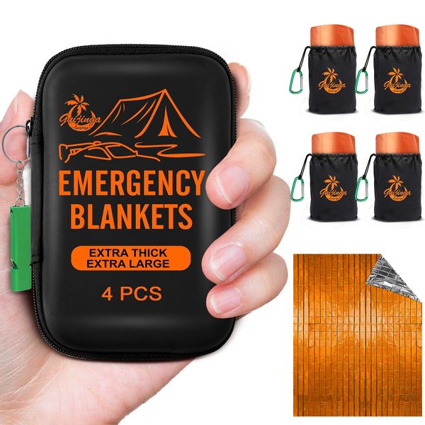 Guijinga Emergency Blankets for Survival, 2-Pack/4-Pack Space Blankets, Gigantic & Extremely Thick Survival Blanket, Suitable for Outdoor Survival, Camping, and Hiking