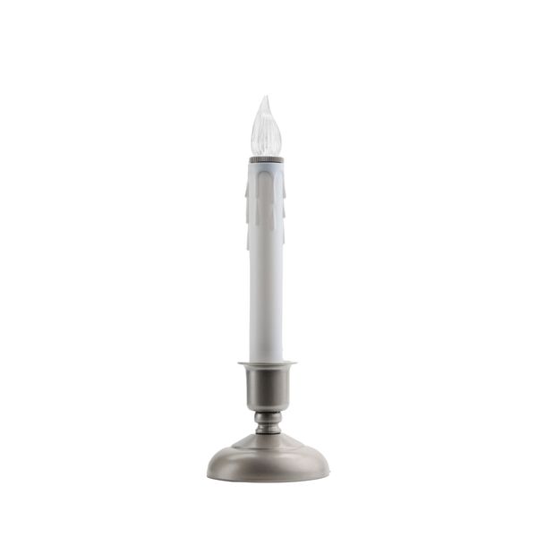 IMC Cape Cod B/O LED Window Candle w/ Timer & Wax Drips - Pewter, 9.5" (Qty 1)