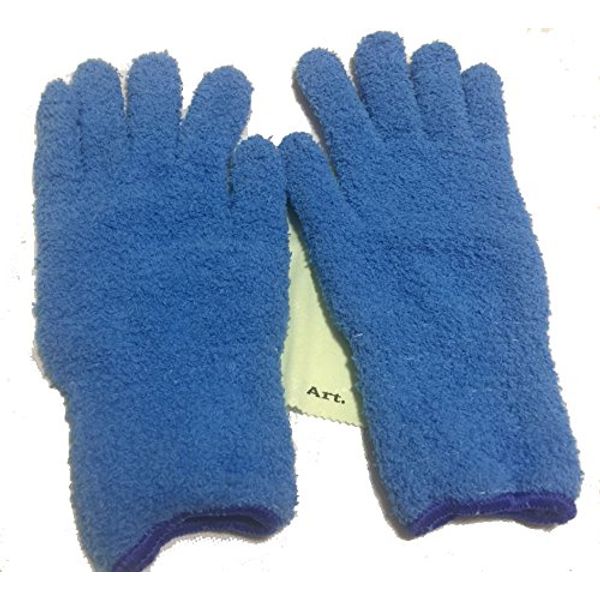 Gloves Towel Made in Japan Hair Dry Gloves maikurofaiba-guro-bu Quick Dry Water Absorption Hair Dryer Towel Fluffy Soft [Art. Art Dots] (single, Blue)