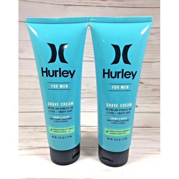 Hurley for Men Shave Cream Eucalyptus Essence Softens & Hydrates 6oz (2 Tubes)