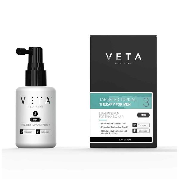 Veta – Men’s Targeted Topical Therapy – Hair Loss Treatment – Drug-Free Hair Loss – Restores Natural Hair Growth Cycles – 5% Trichogen and 5% Follicusan – Fast Acting Hair Loss Treatment – 2 fl. oz.