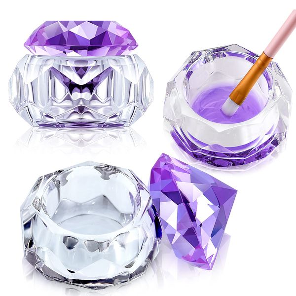 2 Pieces Dappen Dish with Lid, Liquid Powder Dappen Dish for Acrylic Nails Crystal Bowl Glass Dapping Dish Glassware Nail Stand Cup for Nail Manicure Care Tools DIY