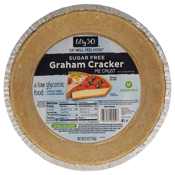 Fifty50 Foods Sugar Free Ready to Eat Graham Cracker Pie Crust, 6 Ounce (Pack of 6)