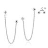 Rare Double Ball Chain .925 Sterling Silver Earrings