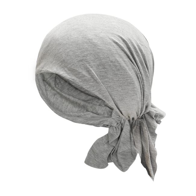 ZLYC Damen Chemo Turban Mütze Vorgebundenes Kopftuch Headwraps Leichte Beanie Hut(Einfaches Grau)