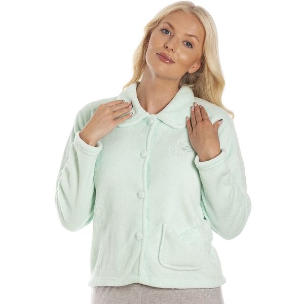 Camille Womens Luxury Supersoft Button Up Bed Jackets 22-24 Mint