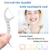 Twin-Line Dental Floss Picks Advanced Whitening and Dual Action Flossing Fresh Mint Favor High Toughness Toothpicks Sticks with 3 Portable Cases 300 Count