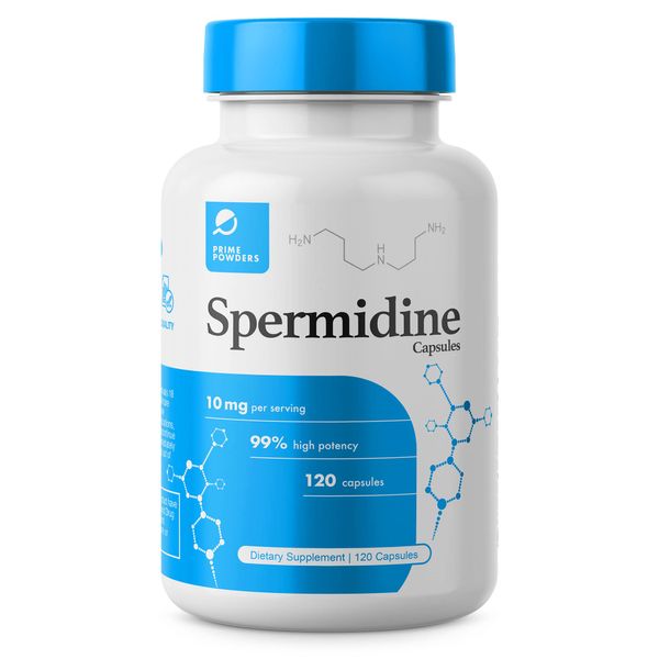 Prime Powders Spermidine Capsules 𝗚𝗟𝗨𝗧𝗘𝗡 𝗙𝗥𝗘𝗘 99% Concentration 100x More Potent Than Wheat Germ Extract for Anti-Aging DNA Telomere Support