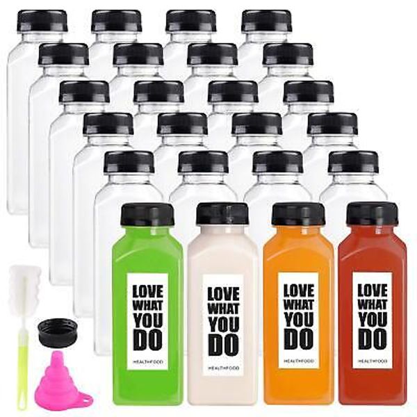 24 Pack Empty Plastic Juice Bottles Food Grade Reusable Pet Clear Water Bottle R