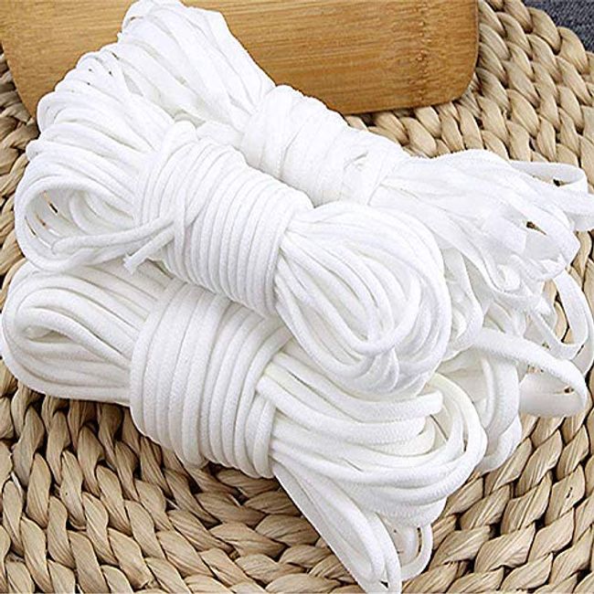 MHOMER Rubber Elastic Cord, White 32.8 ft (10 m), 20 M, 50 M, 32.4 ft (100 m), Handmade Mask Kit, Elastic Rubber, Sewing, 32.4 ft (100 m)