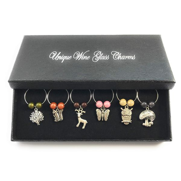 Libby's Market Place In The Countryside Wine Glass Charms with Gift Box