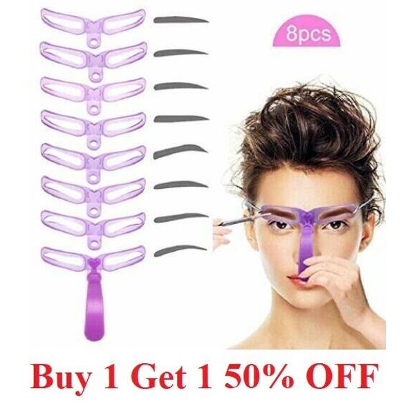 8Pcs Styles Eyebrow Shaping Stencils Grooming Shaper Template Makeup Tool Kit