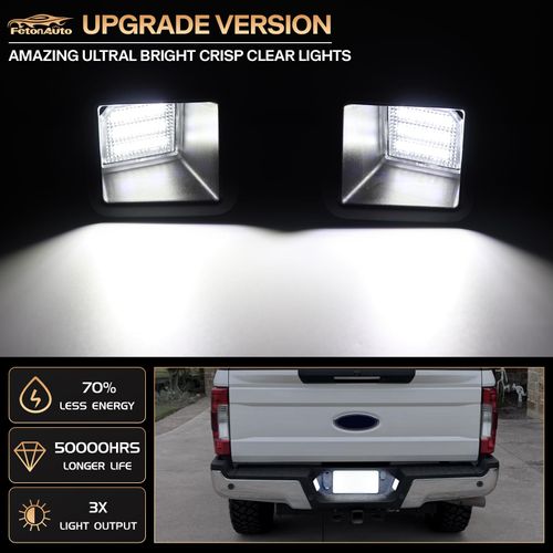 LED License Plate Tag Light For 2017-2024 Ford F250 F350 F450 Super Duty Pickup Truck Tag Lamp Assembly with Socket Adapter Plug, 6000K White