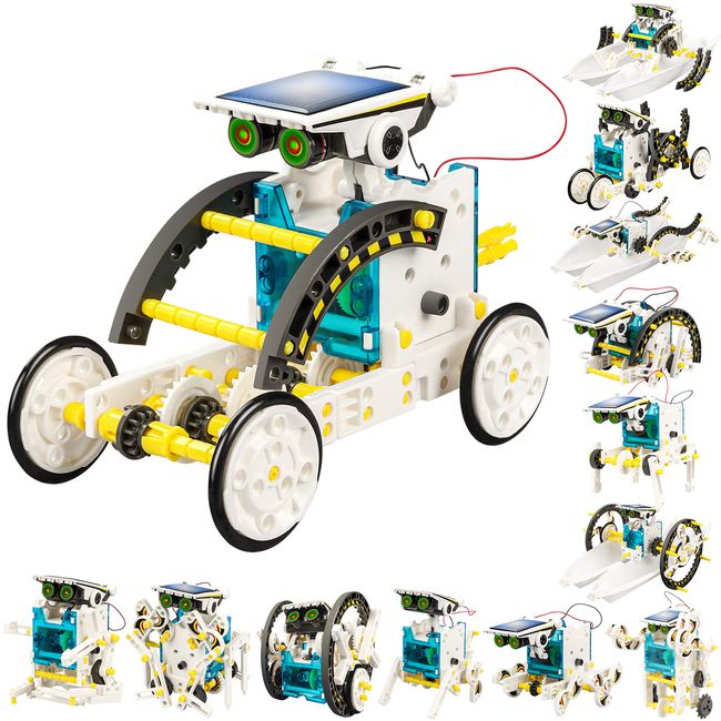Solar Robot Kit for Kids Age 8-12, Stem Building Toys,12-in-1 Build Your Own Robot with Solar Panel & Battery Power, Science Engineering Christmas