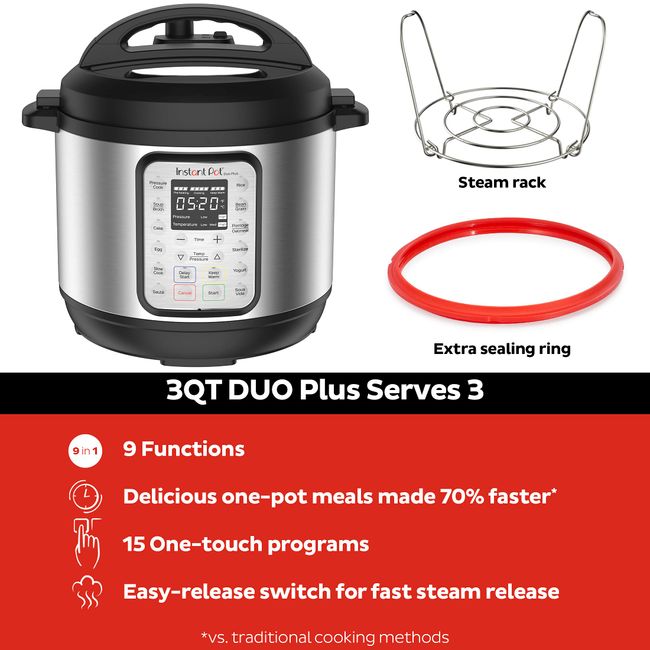 Instant Pot Duo Mini 7-in-1 Electric Pressure Cooker, Slow Cooker, Rice  Cooker, Steamer, Saute, Yogurt Maker, and Warmer, 3 Quar