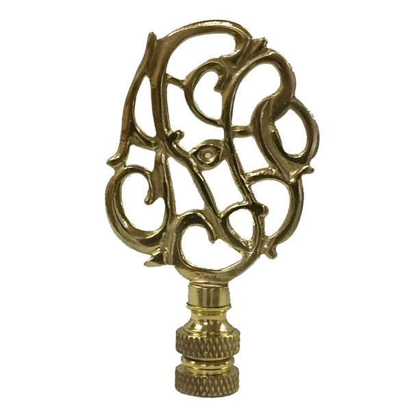 Royal Designs Hand Carved Caste Floral 3" Lamp Finial for Lamp Shade, Polished Brass