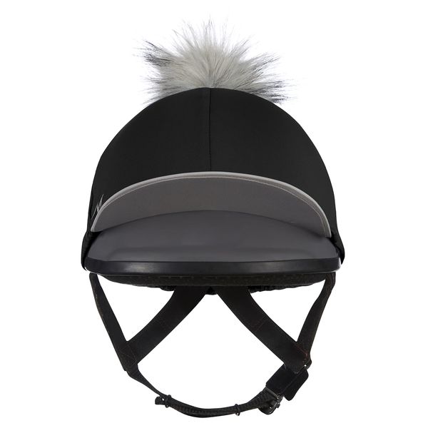 LeMieux Pom Pom Horse Riding Hat Silk in Black with 4 Way Stretch Fabric Coordinates with Base Layers & Saddle Pads - Equestrian Headgear - One Size