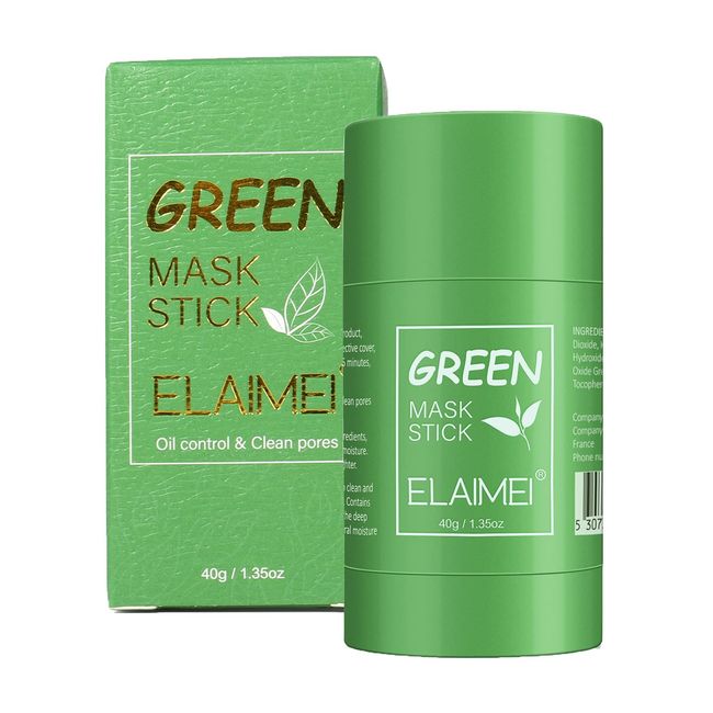 Green Mask Stick, Green Tea Purifying Clay Stick Mask, Face Moisturizes Oil Control, Deep Cleansing Smearing Clay Mask, Deep Clean Pore, Improves Skin,for All Skin Types Men Women