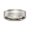 Chisel Titanium/Silver Two-Tone Titanium Flat 6mm Sterling Silver Inlay Brushed Band (Width=6)