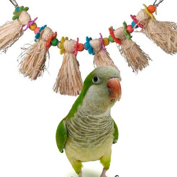 Super Bird Creations SB1094 Hula Skirt Bird Toy - Engaging Natural Bird Play - Ideal for Cockatiels Parakeets Parrots - Durable Enrichment Toy for Birds - Bird Size Small/Medium - 14" x 3" x 1.5"