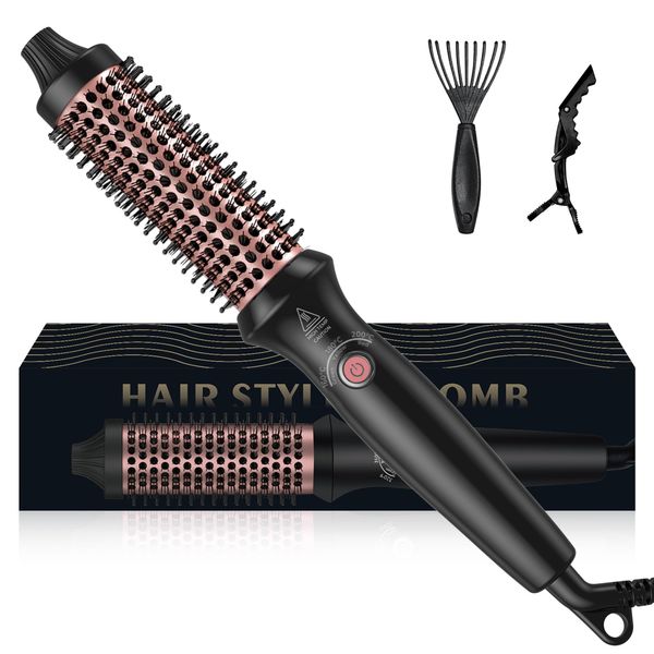 Thermal Brush 32mm Volumen, UKLISS Wärmebürste Haar Kamm, 3in 1 Hot Round Brush 160-200℃, Heiße Rundbürsten für Locken und Volumizer, Lockenbürste Dual-Spannung passend für Reise Styling