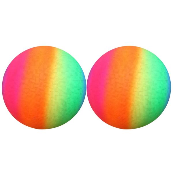 LIOOBO 2pcs Dodgeball Playground Ball Children Rainbow Balls Sports Ball Kickballs Flaping Balls Toy for Indoor Outdoor Playground Activities 22cm