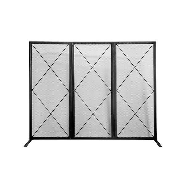 Portable flat fireplace screen with feet to support, lightweight and durable