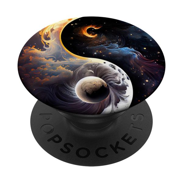 Yin Yang Moon Sun Celestial Illustration Graphic PopSockets Standard PopGrip