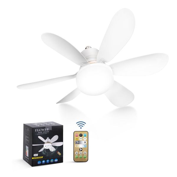 20.5in Socket Ceiling Fans Light with Dimmable Led Lights and Remote E26 Base