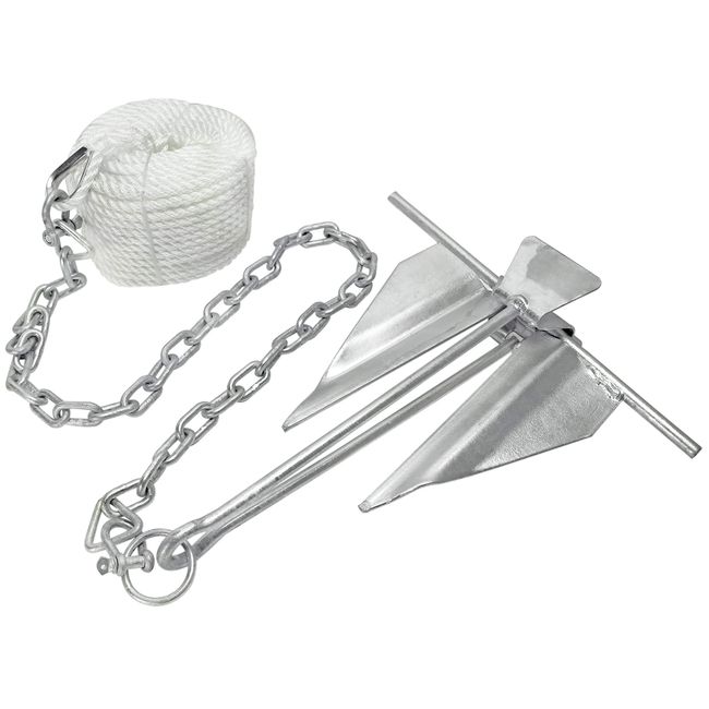 Extreme Max 3006.6719 Complete Slip Ring Anchor Kit with Rope / Anchor Chain / Shackle - #10 / 5 lbs.