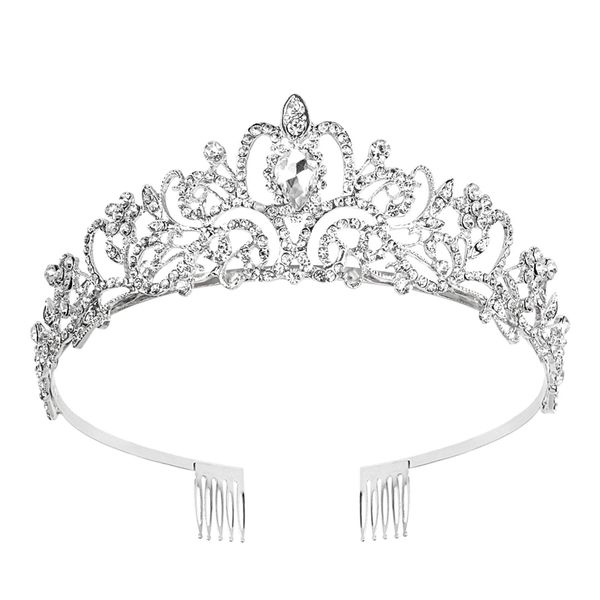 CAVETEE Tiaras and Crowns for Women Silver Tiaras Crowns Bridal Wedding Prom Birthday Party Headbands for Women Crystal Rhinestones Tiara with Comb for Women Girls Princess Crowns