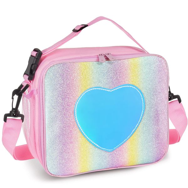 IWTTWY Lunch Bag Insulated Lunch Box for Girls - Rainbow Tote Bag Leakproof Thermal Reusable Cooler Picnic Bag for Women School Office Outdoor