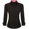 Esabel.C Womens Button Down Shirts Long Sleeve Regular Fit Stretch Work Blouse Black M