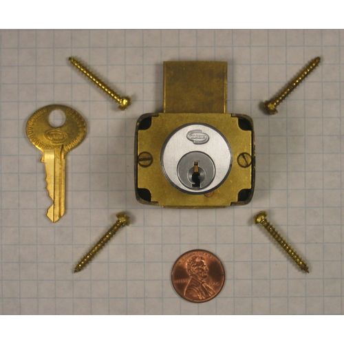 CORBIN #0738 DRAWER LOCK, SATIN CHROME, FOR 1-1/8" THICKNESS, KEY #4T14712