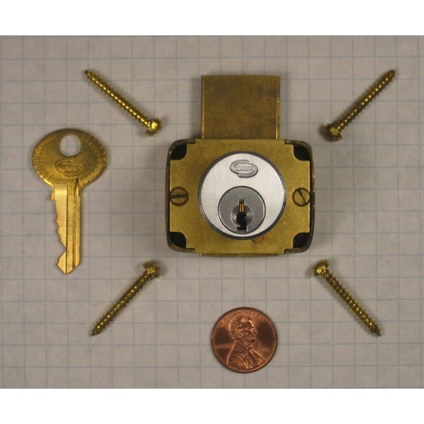 CORBIN #0738 DRAWER LOCK, SATIN CHROME, FOR 1-1/8" THICKNESS, KEY #4T14712