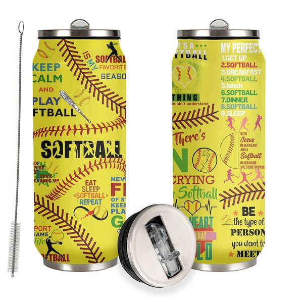 JDEIFKF Softball Tumbler Cup Travel Mug With Lid,Softball Lover Birthday Gifts Stainless Steel Vacuum Coffee Mug Cup Softball Gifts For Women Men 17 Oz