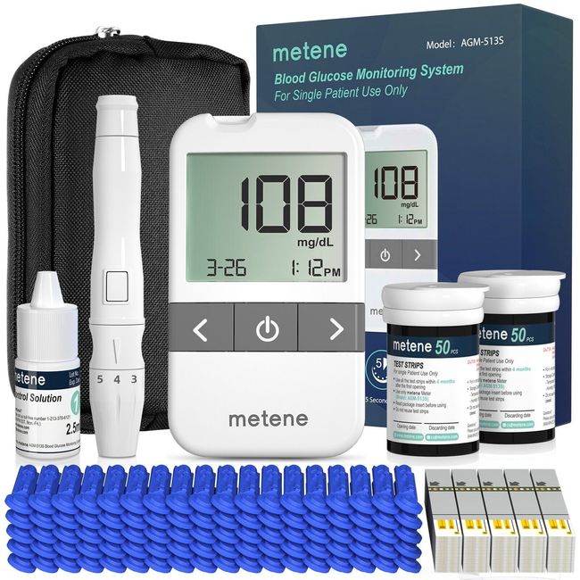 Diabetes Test Kit Blood Sugar Glucose Monitor Meter 206 PC Strips Tester Machine