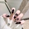 Set of 24 Nail Tip Unique Design Trapezoidal Style Glitter Black Nail Ribbon Western Style