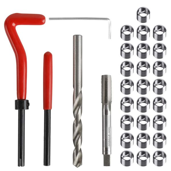 Saipor 30 Stück M5 x 0.8mm Gewinde Reparatur Einsatz Kit Rostfreier Stahl Gewindereparatursatz Thread Repair Kit Kompatibel Handwerkzeug Set für Auto Reparatur