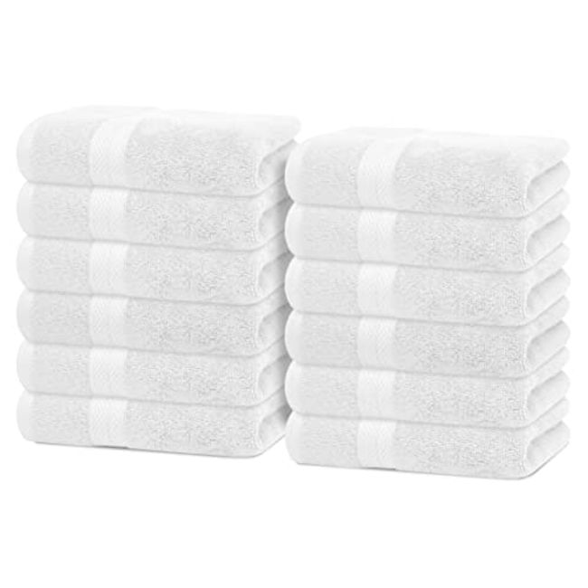 Avalon Towels Luxury Washcloths (Value Pack of 12) – Premium Cotton, Soft & Absorbent Wash Cloths for Body and Face, Hotel and Spa Quality Wash Clothes, Quick Dry and Machine Washable (White)