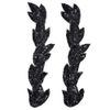 2-pcs 8-1/2" Sequin & Beaded Leaf Patch Applique Patch, FF-FF511 (Black)
