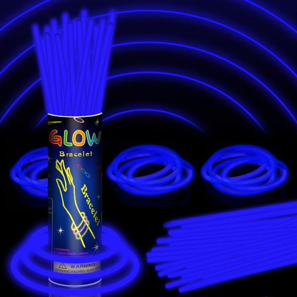 8” 150 Blue Glow Sticks Bracelet Bulk Glow Sticks with 150 Connectors Accessories Glow In The Dark Party Supplies for Christmas Holiday Decoration Neon Party Carnival (Blue )