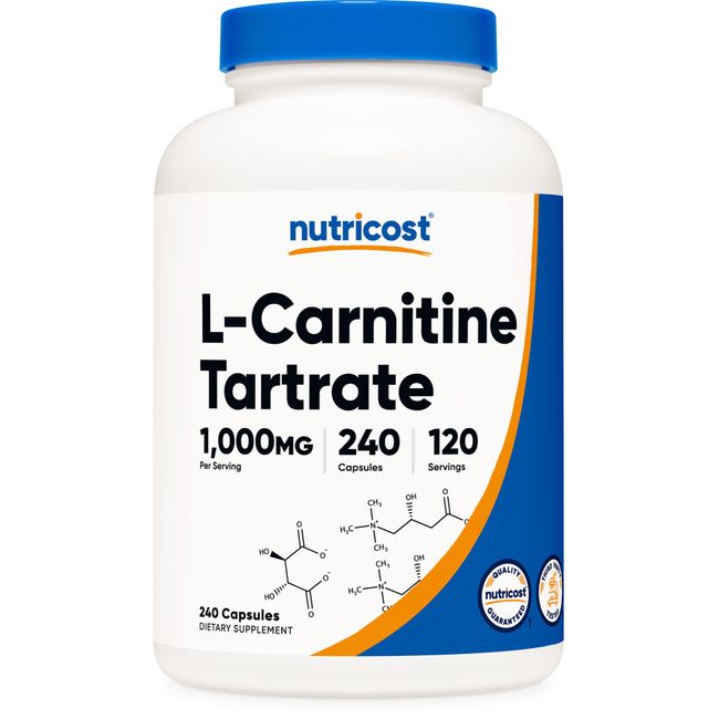 Nutricost L-Carnitine Tartrate 1,000mg, 240 Capsules - 500mg Per Capsule, 120 Servings