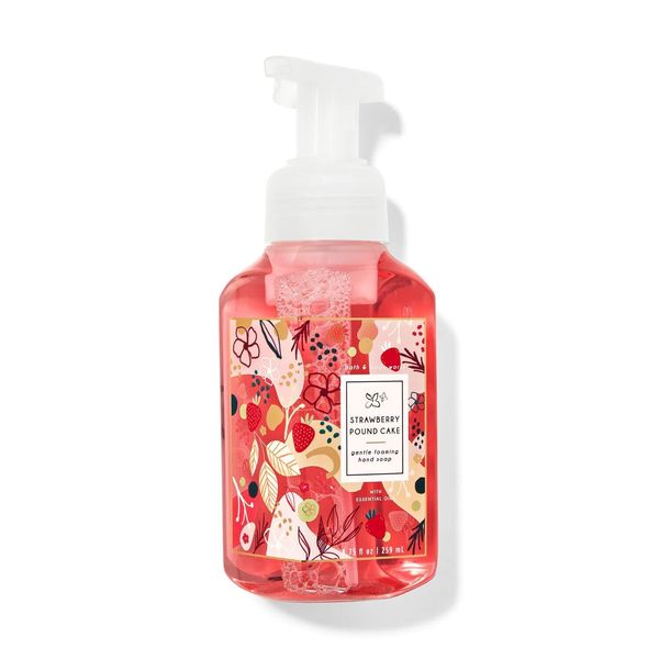 Bath and Body Works Strawberry Pound Cake Gentle Foaming Hand Wash Pretty Floral Label 8.7 Ounce