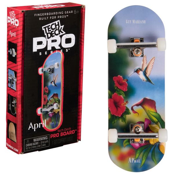 TECH DECK, April Pro Series Finger Board with Storage Display, Built for Pros Authentic Mini Skateboards, Kids Toys for Ages 6 and Up