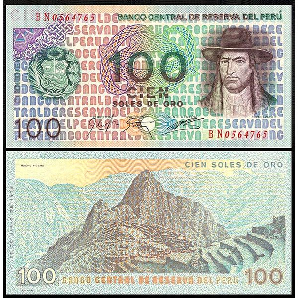 PERU 100 SOLES DE ORO 1976 P 114 UNC